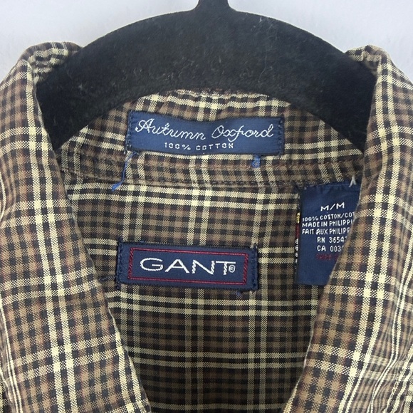 Gant Autumn Oxford Cotton Men’s Plaid Button-Down Long Sleeve Shirt Size Medium - Picture 3 of 13